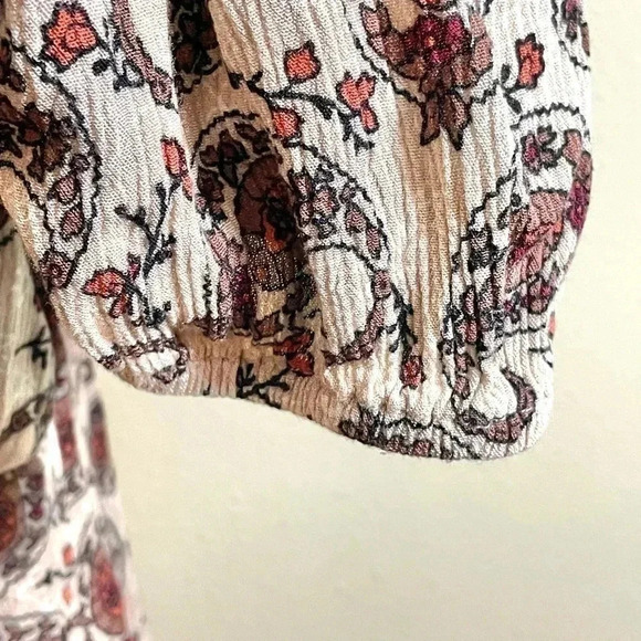 Denim 24/7 Dress Size 14/16 (M) Brown Beige Paisley Rayon Crinkle Laced Bust - Picture 7 of 12